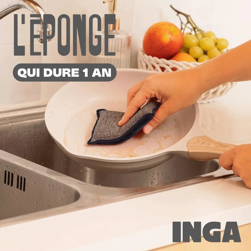 Eponges Réutilisables Lavables INGA 2 Pièces Fabriqué en Europe