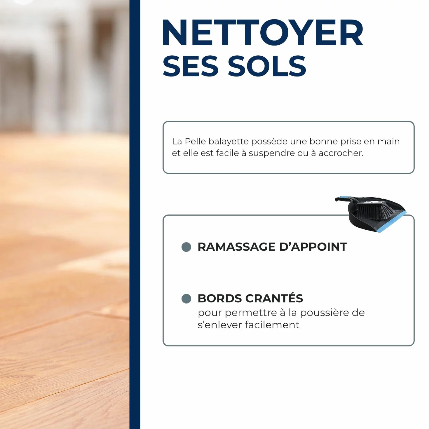 STARWAX combiné Pelle-balayette 33cm Bords crantés Fibres fleurées