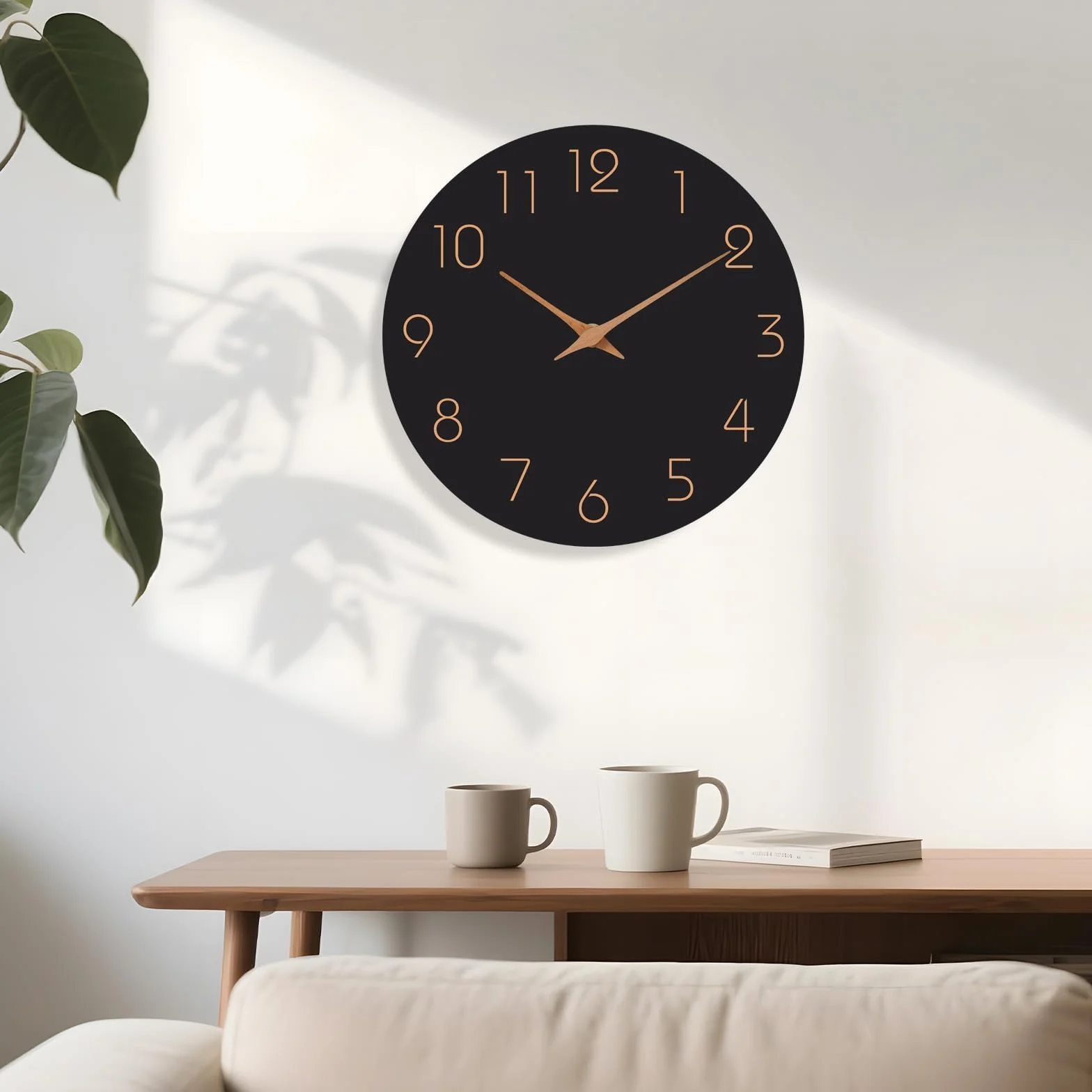 Horloge Murale Silencieuse 20cm Bois Design Moderne Noire