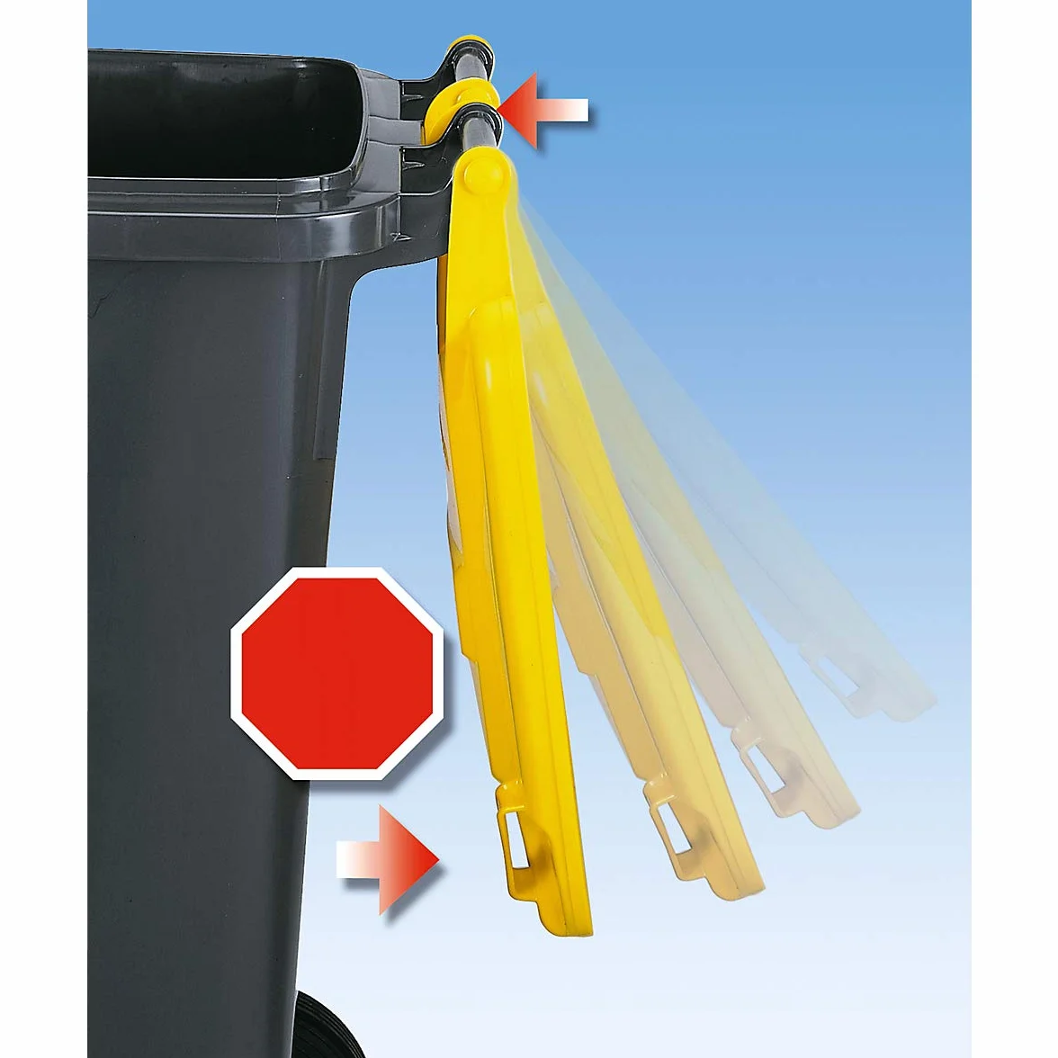Conteneur à déchets 240 L jaune 1067 x 580 x 730 mm Poubelle de tri à roulettes extérieur