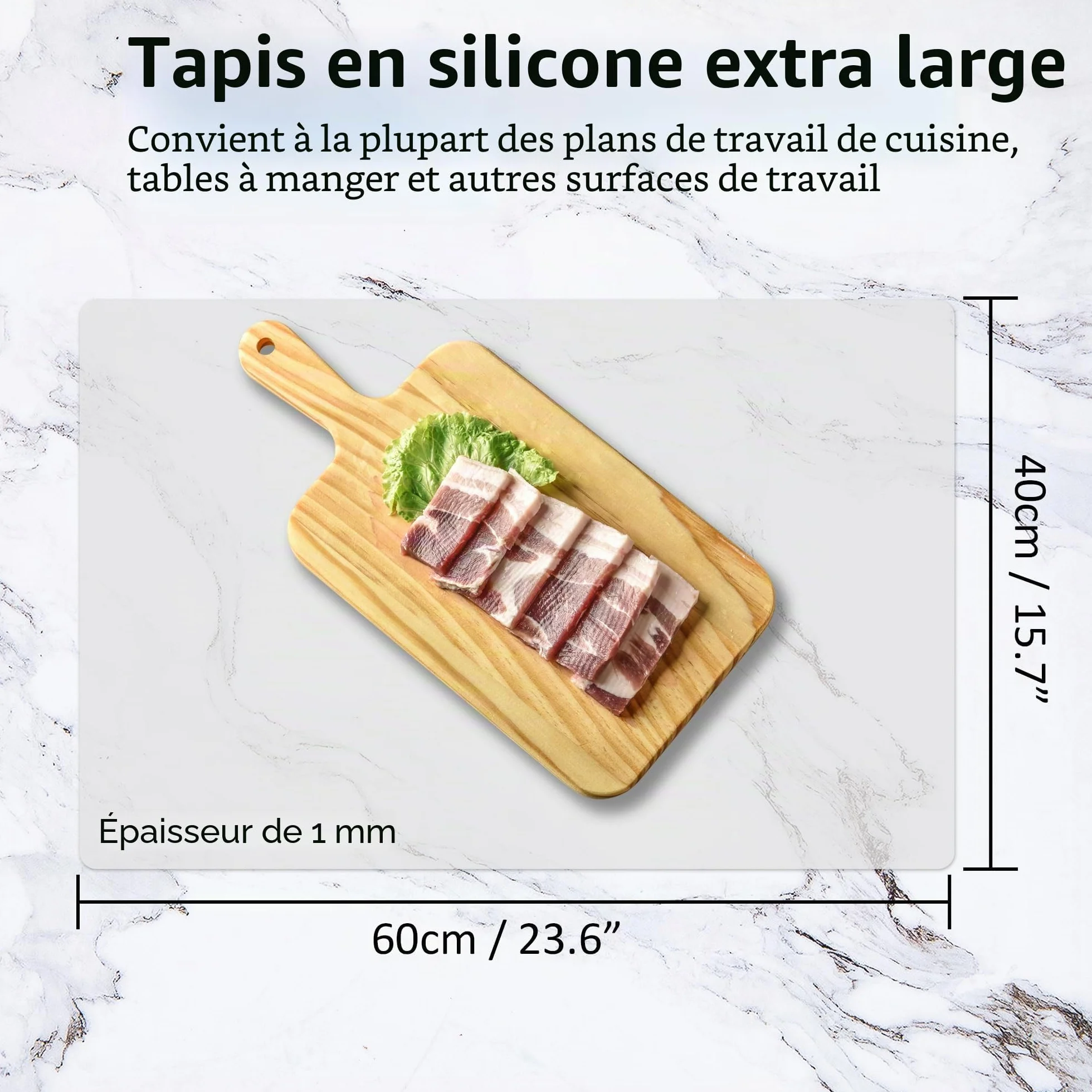 SOSMAR Protection de Plan de Travail en Silicone 60x40 cm - Tapis Résistant à la Chaleur, Anti-dérapant, Imperméable
