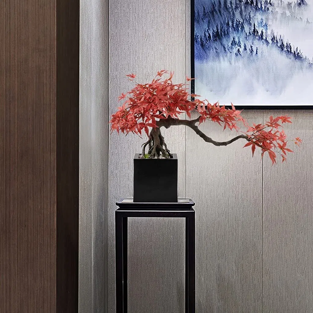 Bonsaï Artificiel Simulation Artificielle Rouge érable Fausse Plante for Salon Bureau et Ornements de Faux Maison Plantes Faux Arbre D'intérieur