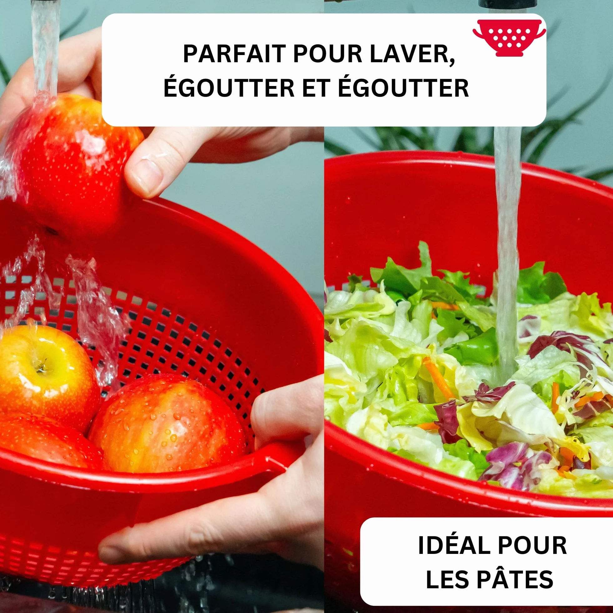 Westmark Passoire plastique Rouge avec Poignée encastrée et crans d'arrêt
