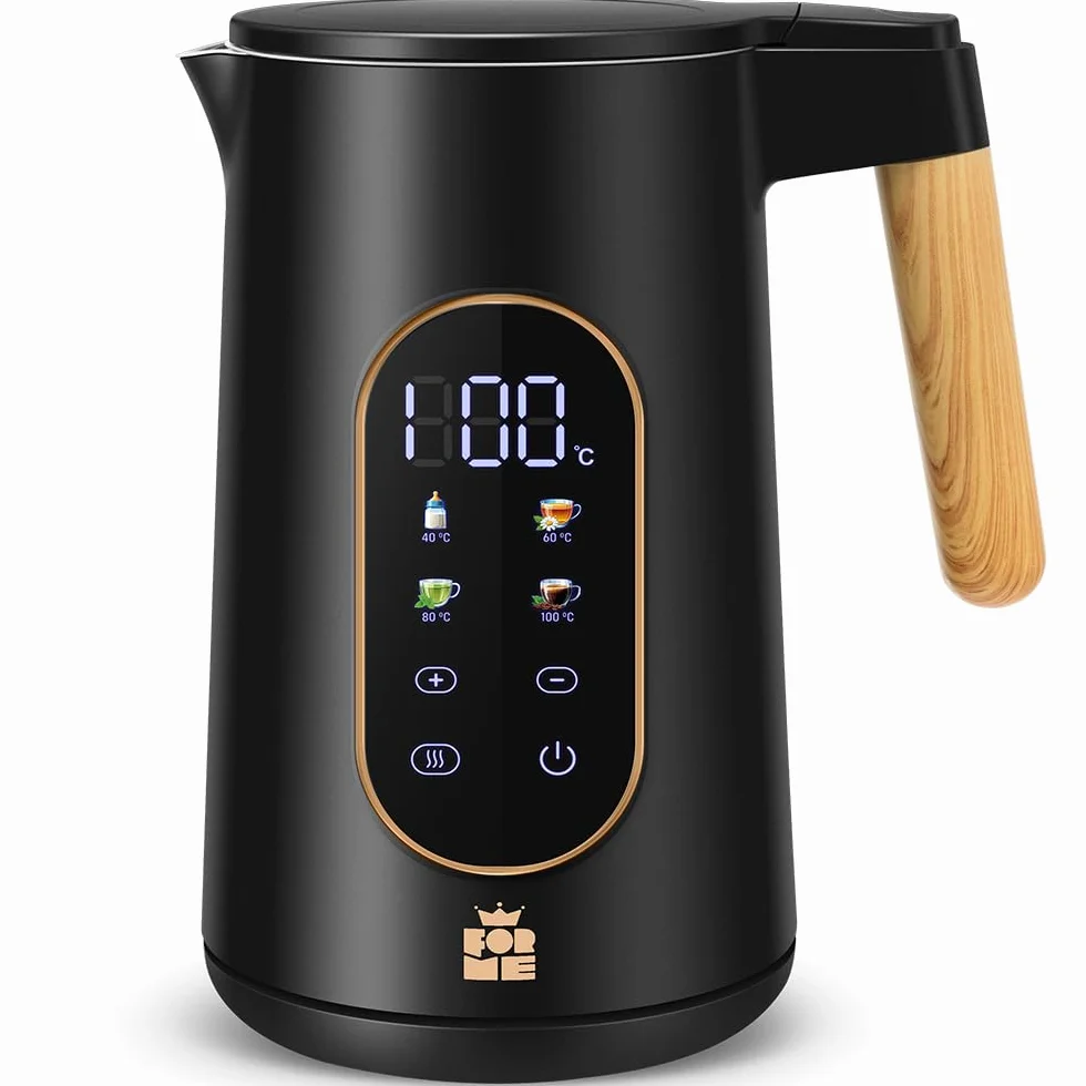 ForMe Bouilloire Electrique Inox 1,7L Contrôle de Température Réglable 40-100°C LED Affichage Maintien au Chaud