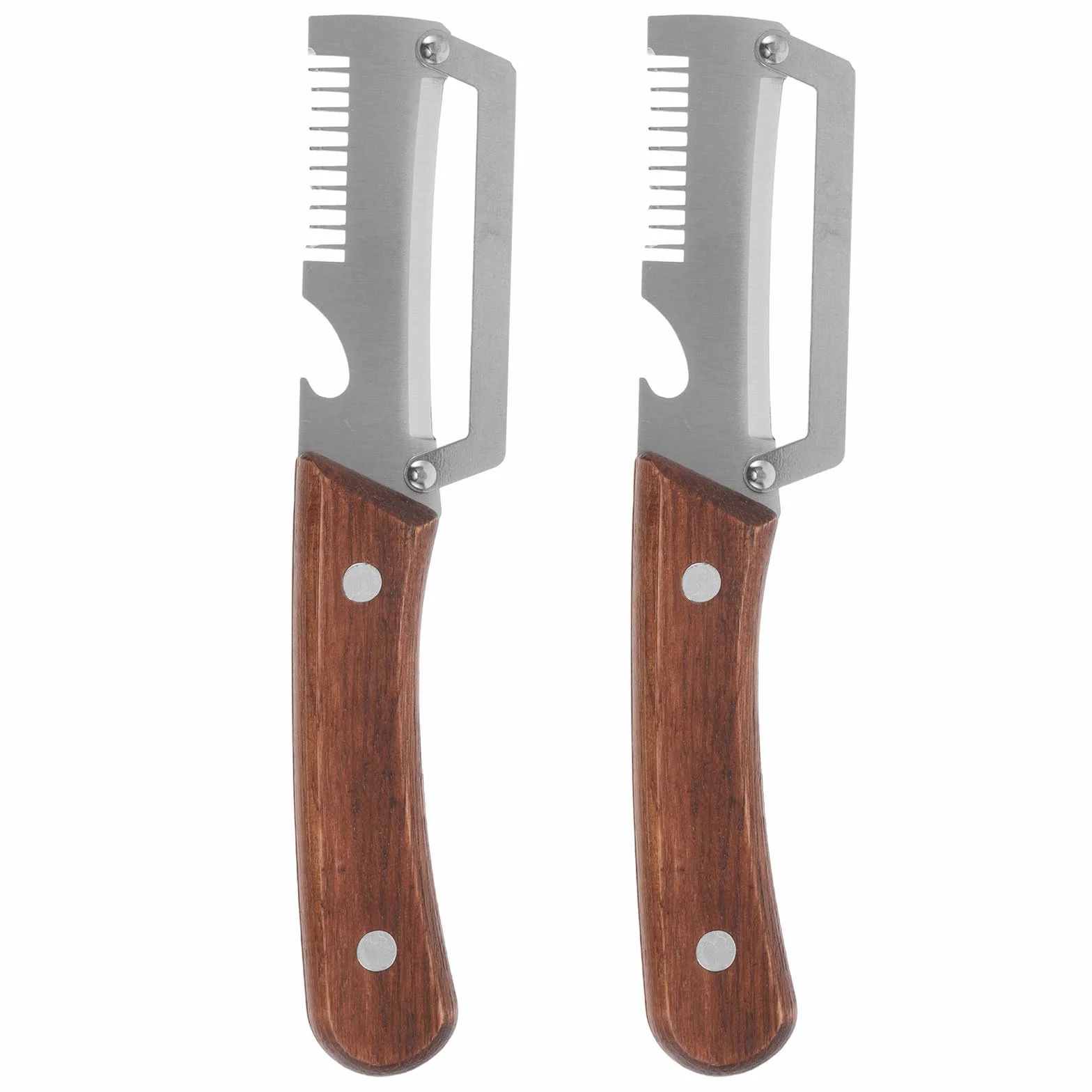 Lot de 2 Éplucheur à LScallion Slicer multifonctions 2 en 1 avec manche en bois pour légumes fruits oignons