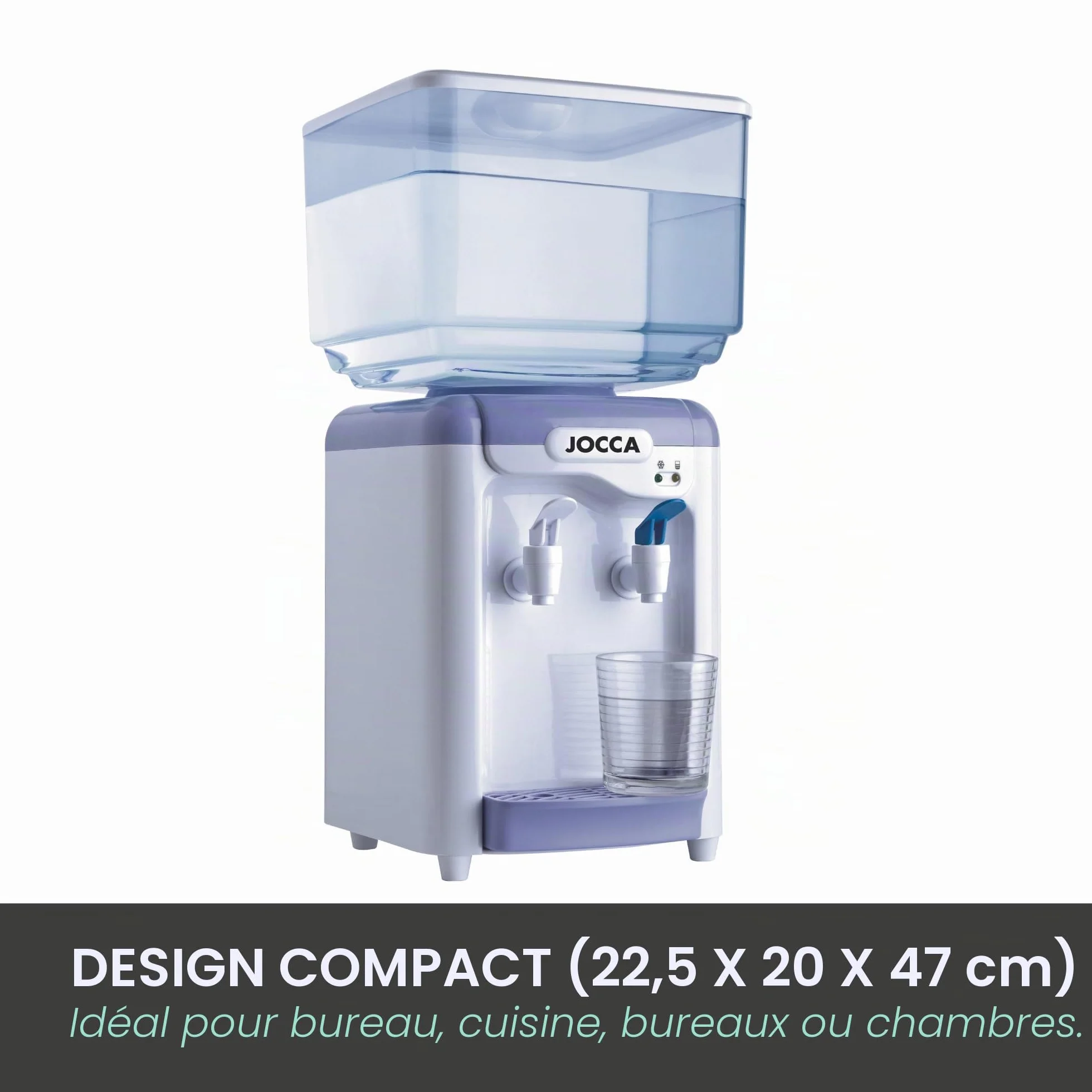 Jocca Distributeur d'Eau 7 Litres Fontaine à Eau sans BPA Blanc Violet 24,5 x 23 x 34 cm