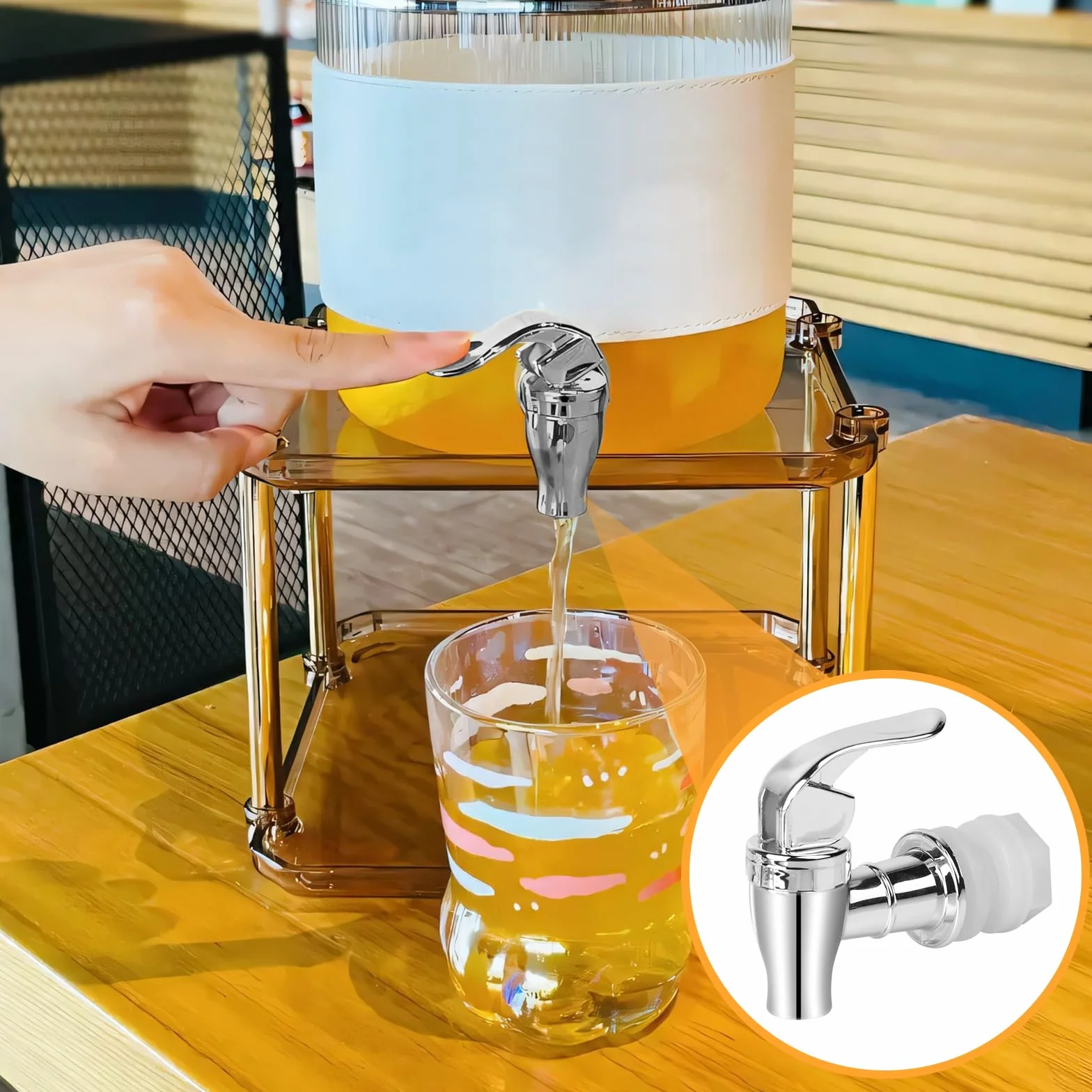 Lot de 2 robinets de rechange en acier inoxydable pour distributeur d'eau froide et chaude