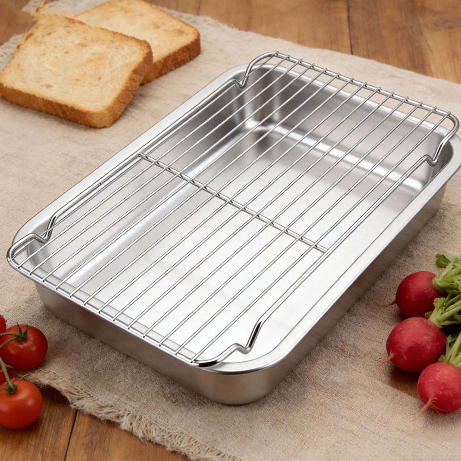 Grille de Refroidissement 30 x 20 cm Acier Inoxydable pour Pâtisserie et Cuisson avec Pinceau