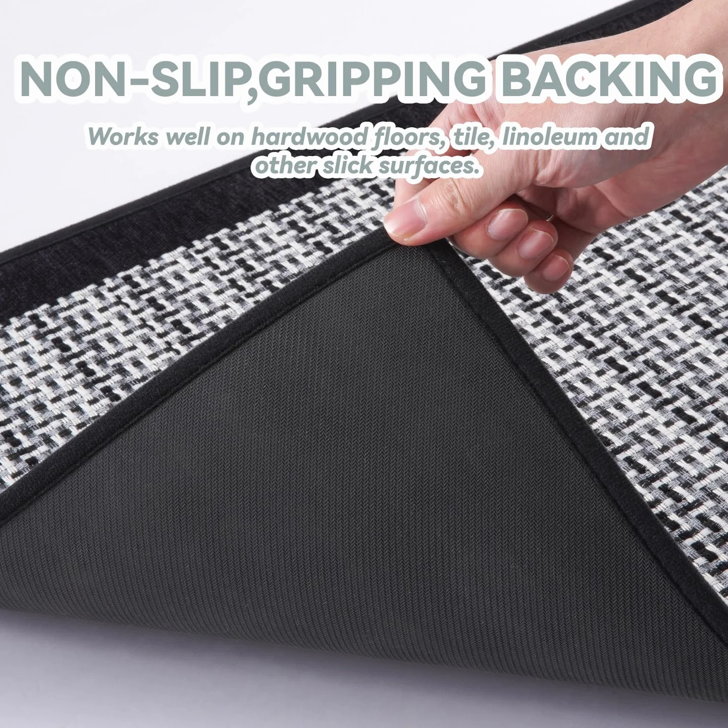 SIXHOME Tapis de Cuisine Antidérapant en Caoutchouc Lavable en Machine Absorbant Noir 50x80+50x150cm