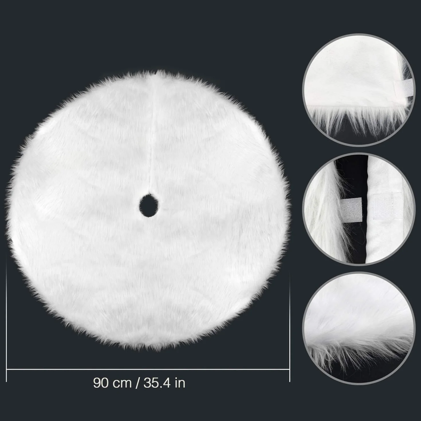 Jupe de Sapin de Noël en Peluche Blanc 90cm
