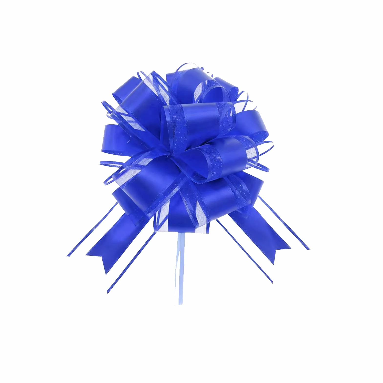 Nœud Cadeau Bleu Grand 25cm - Ruban à Tirer Manuellement pour Emballage Mariage Anniversaire Noël