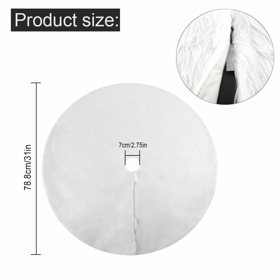 Jupe de Sapin de Noël Blanc Peluche Neige 78cm HOWAF