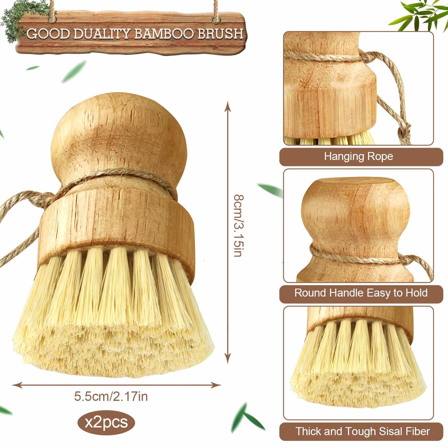 Lot de 2 Brosses à Champignons pour Légumes et Vaisselle