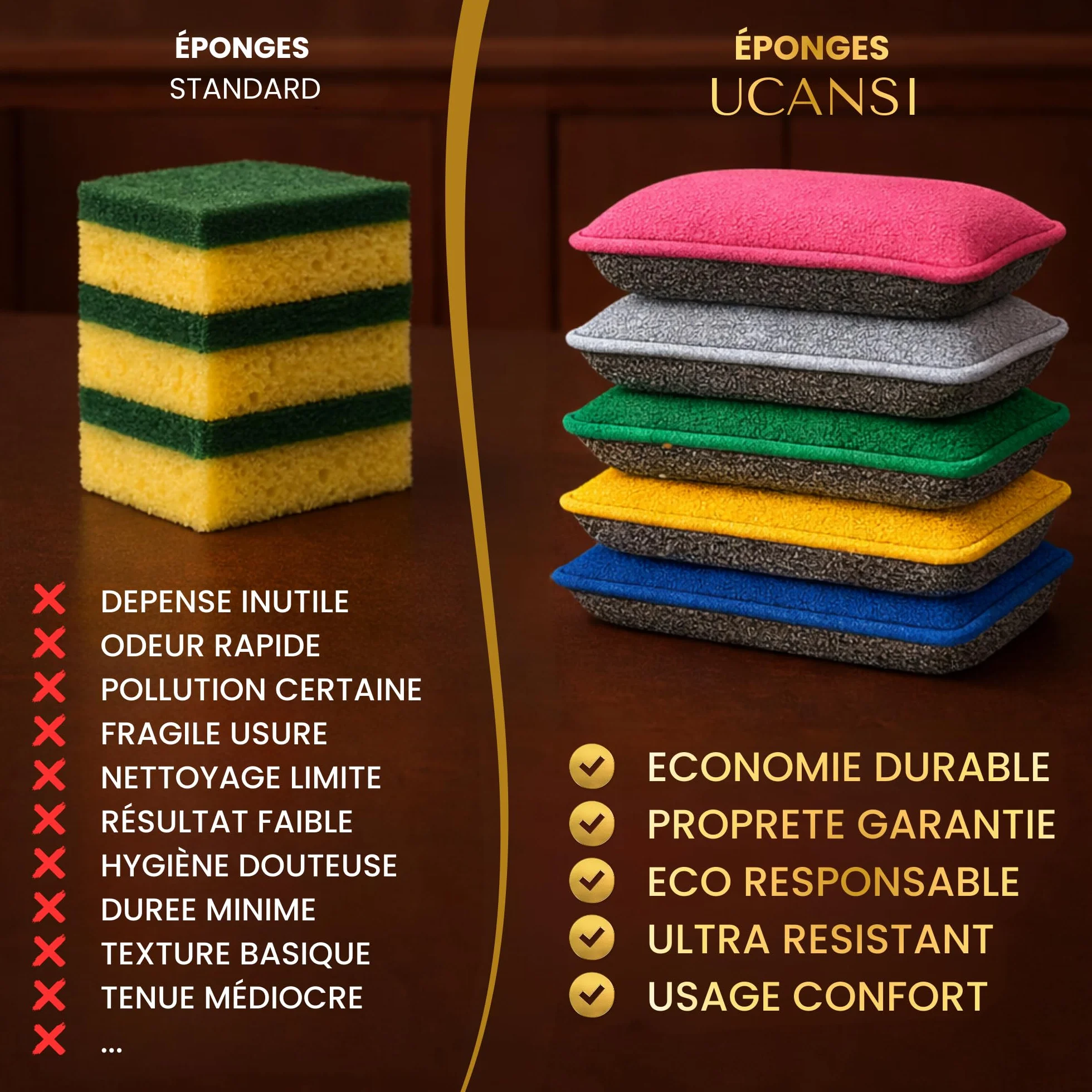 Éponges Lavables Double Face Anti-Rayures Microfibre Ultra Absorbante - Lot de 5 Vaisselle Cuisine INOX Vitres