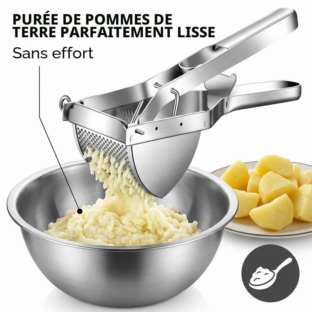 Presse-purée professionnel inoxydable avec grattoir à pâte, lave-vaisselle