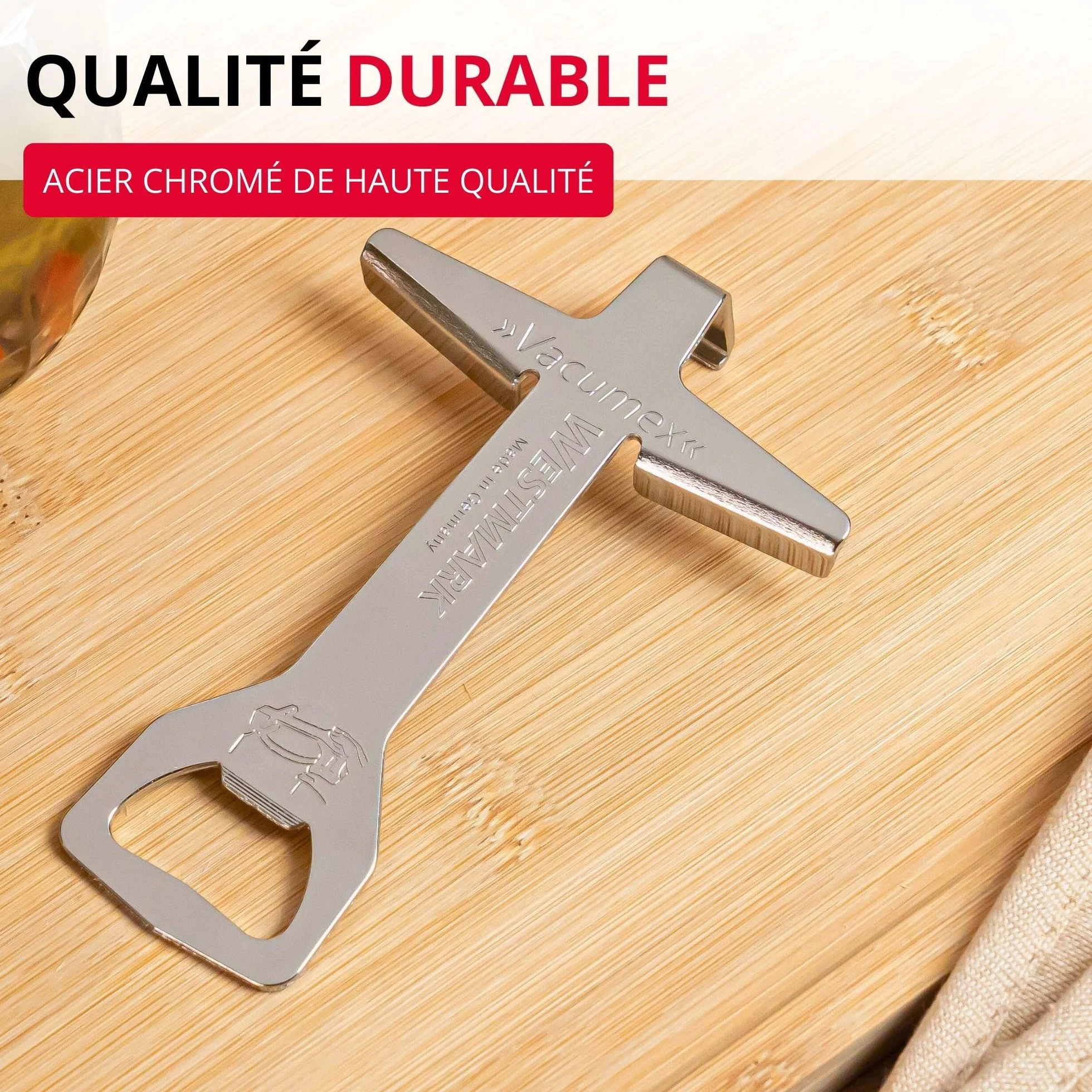 Westmark Ouvre-Bocal avec Décapsuleur 13,1cm Acier Chromé Argent