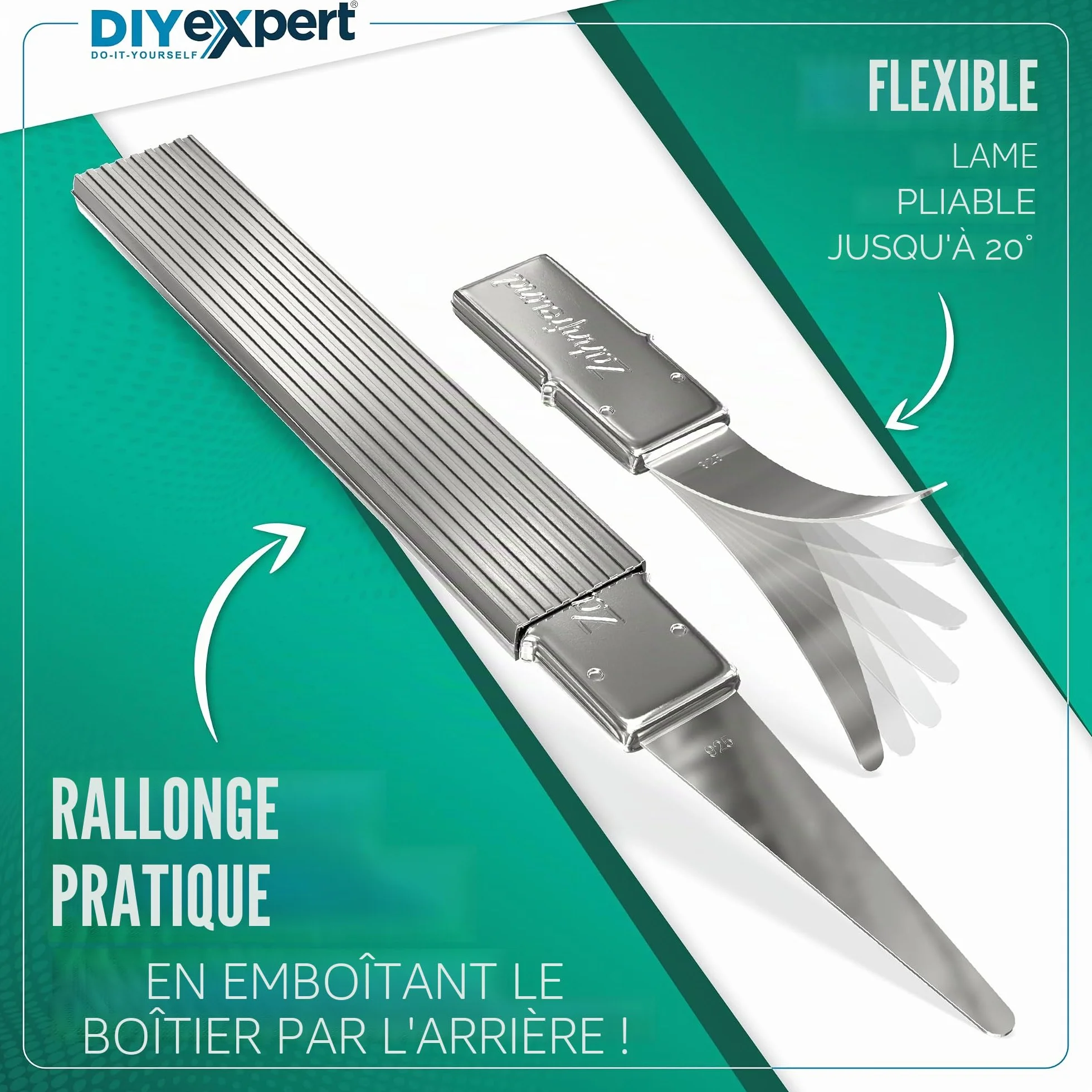 Cure-dents Home Xpert 4 cm avec feuille d'argent véritable - Poignée incluse - Longueur totale 5,5 cm - Étui