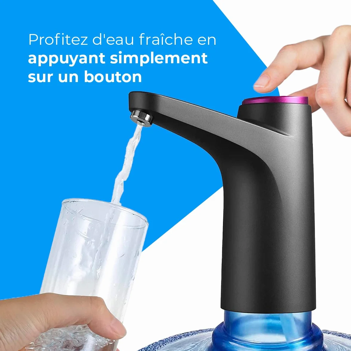 Distributeur d'eau en Bouteille Automatique USB sans BPA 1500mAh Silicone Noir 4,5-18,9L