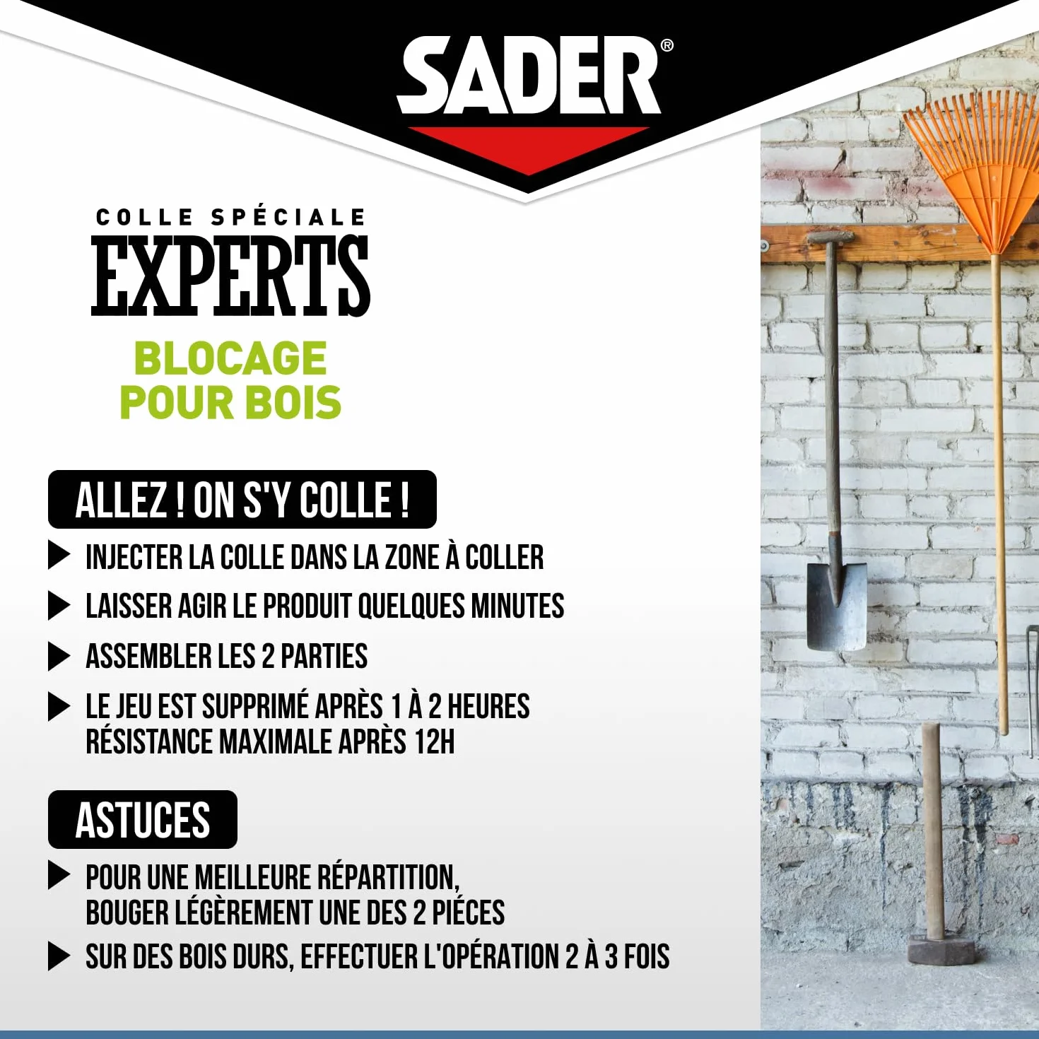 Sader Colle Bois Bloquage 50ml Blister Blanc