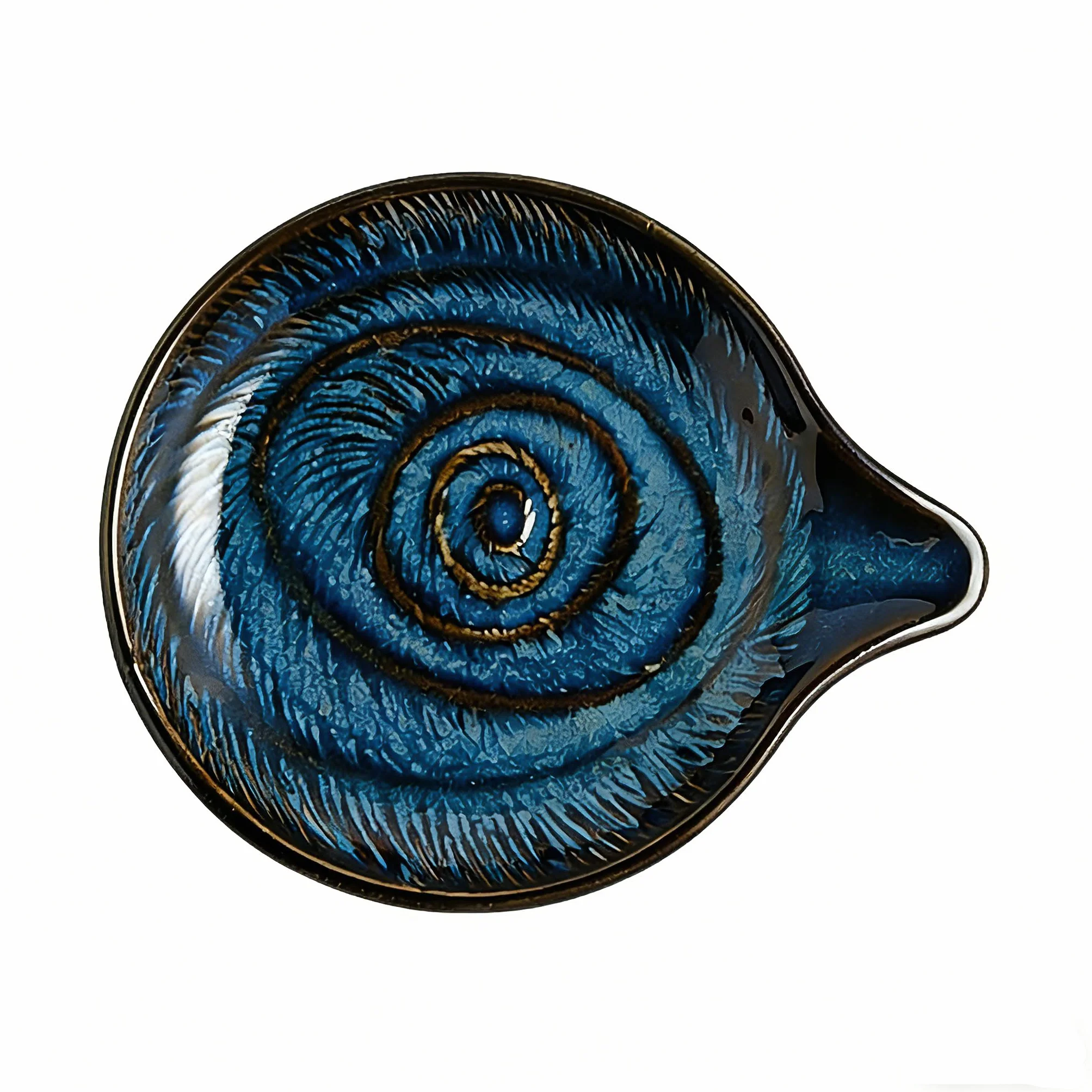 Repose-cuillère Céramique Bleu Foncé, Porte Cuillere Design Goutte d'Eau, Support Spatule Résistant à la Chaleur