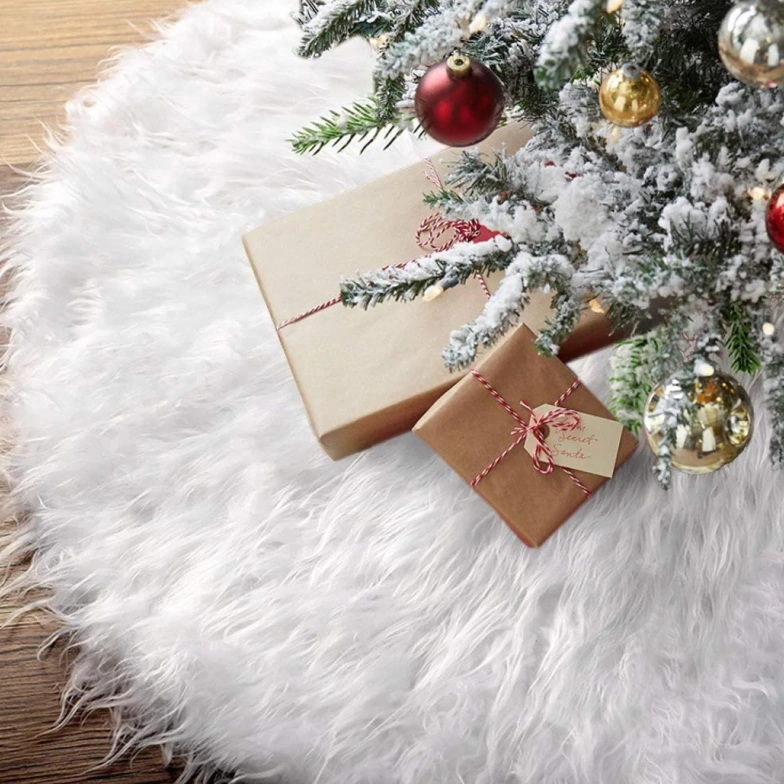 Jupe de Sapin Blanche 78cm Tapis en Peluche Couvre Pied de Noël