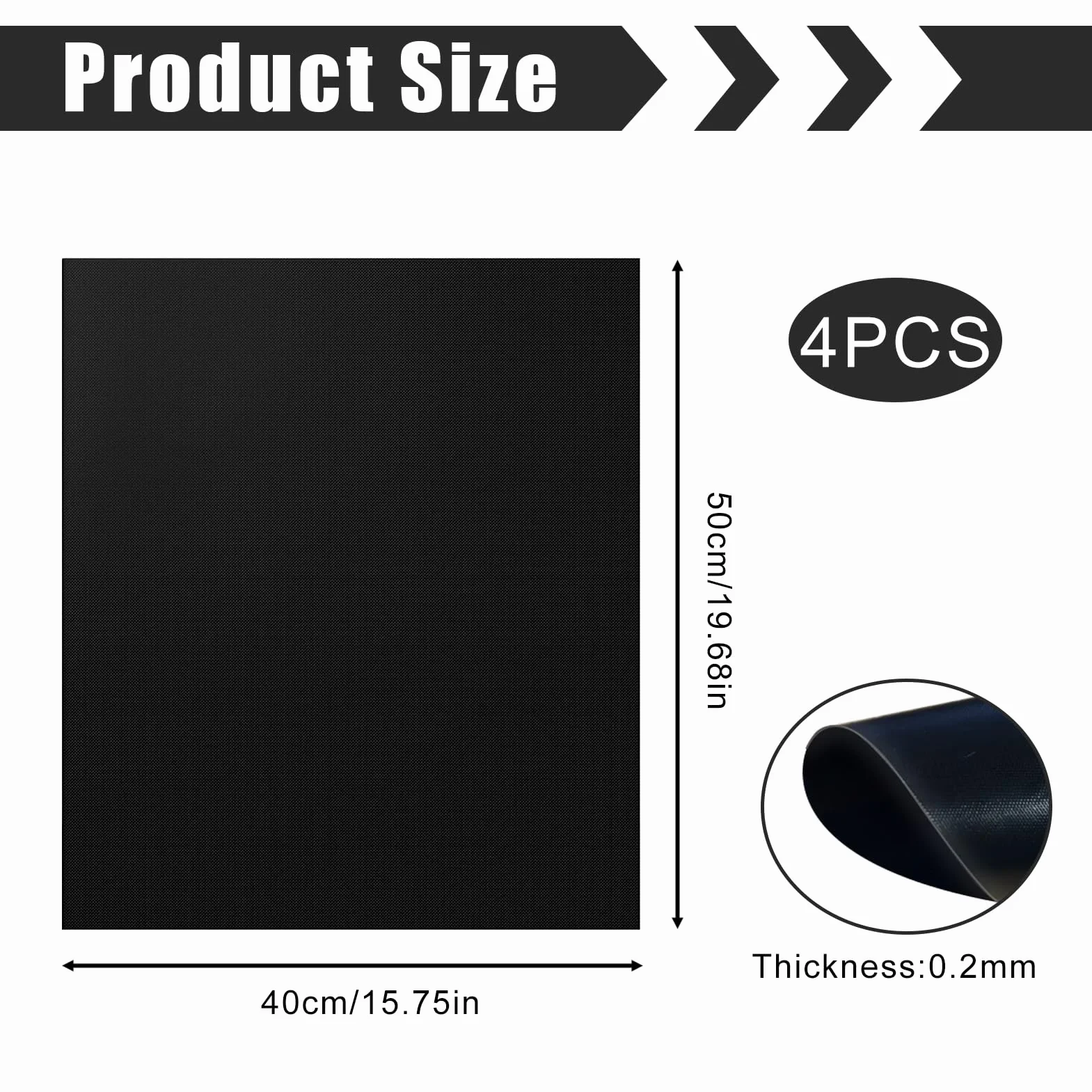 Tapis de Cuisson Barbecue 50x40 cm Lot de 4, Feuille Antiadhésive Réutilisable Résistante à 280°C