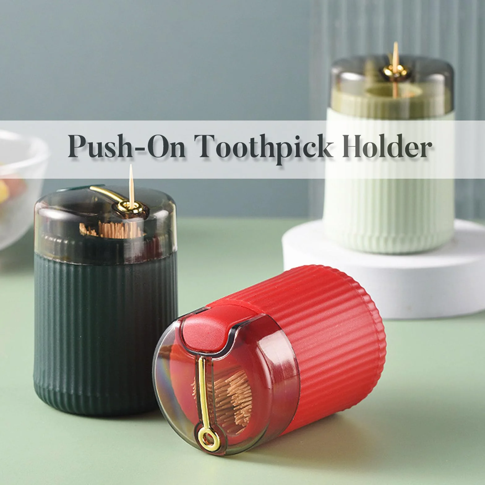 Distributeur Automatique de Cure-Dents Pop-Up Lot de 3 Multicolore