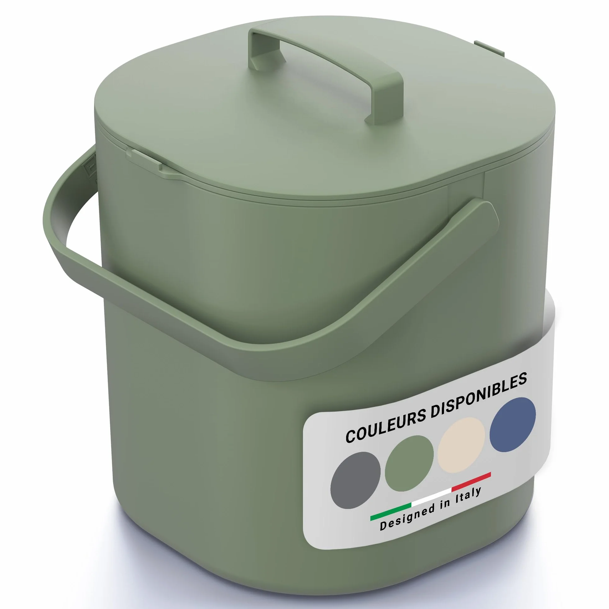 Poubelle Compost Cuisine 6L avec Couvercle et Grille - Lavable Lave-Vaisselle Anti-Odeur