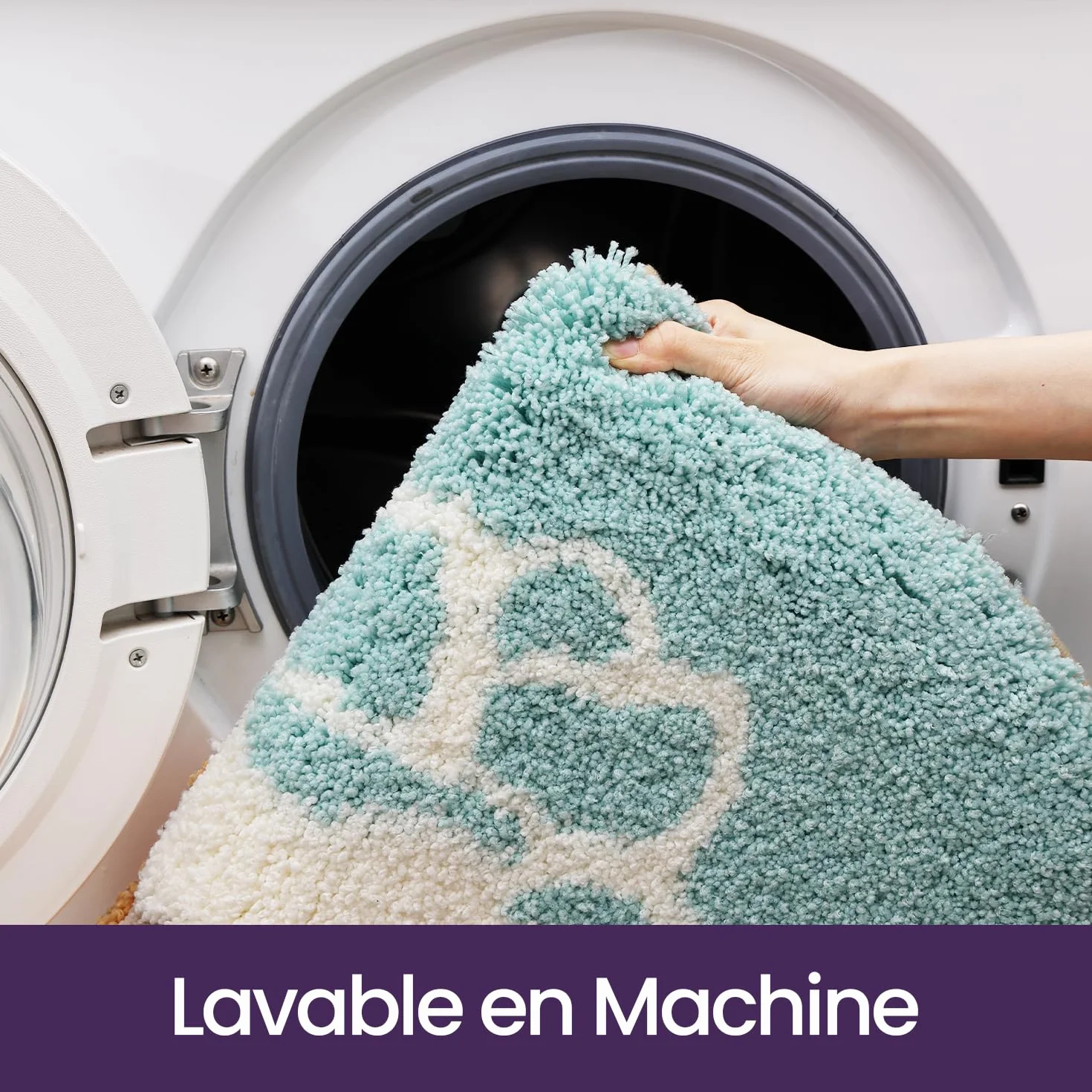 DEXI Tapis Salle de Bain Antidérapant 54 x 86 cm Ovale Absorbant Lavable Motif Plage