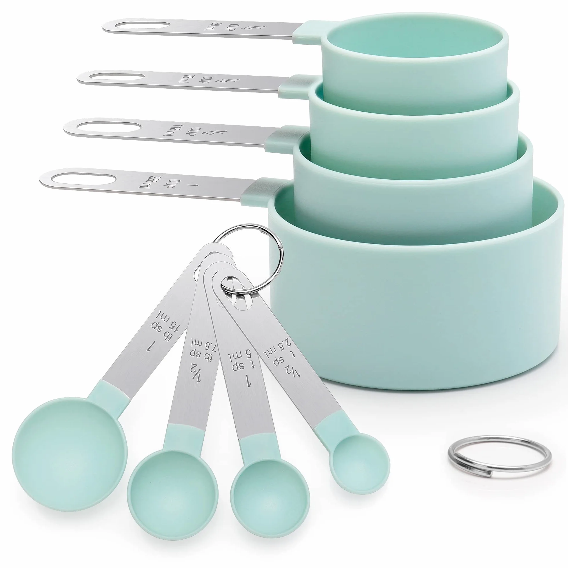 Lot de 8 tasses et cuillères à mesurer en acier inoxydable outil de mesure pour liquides et solides ustensiles de cuisine