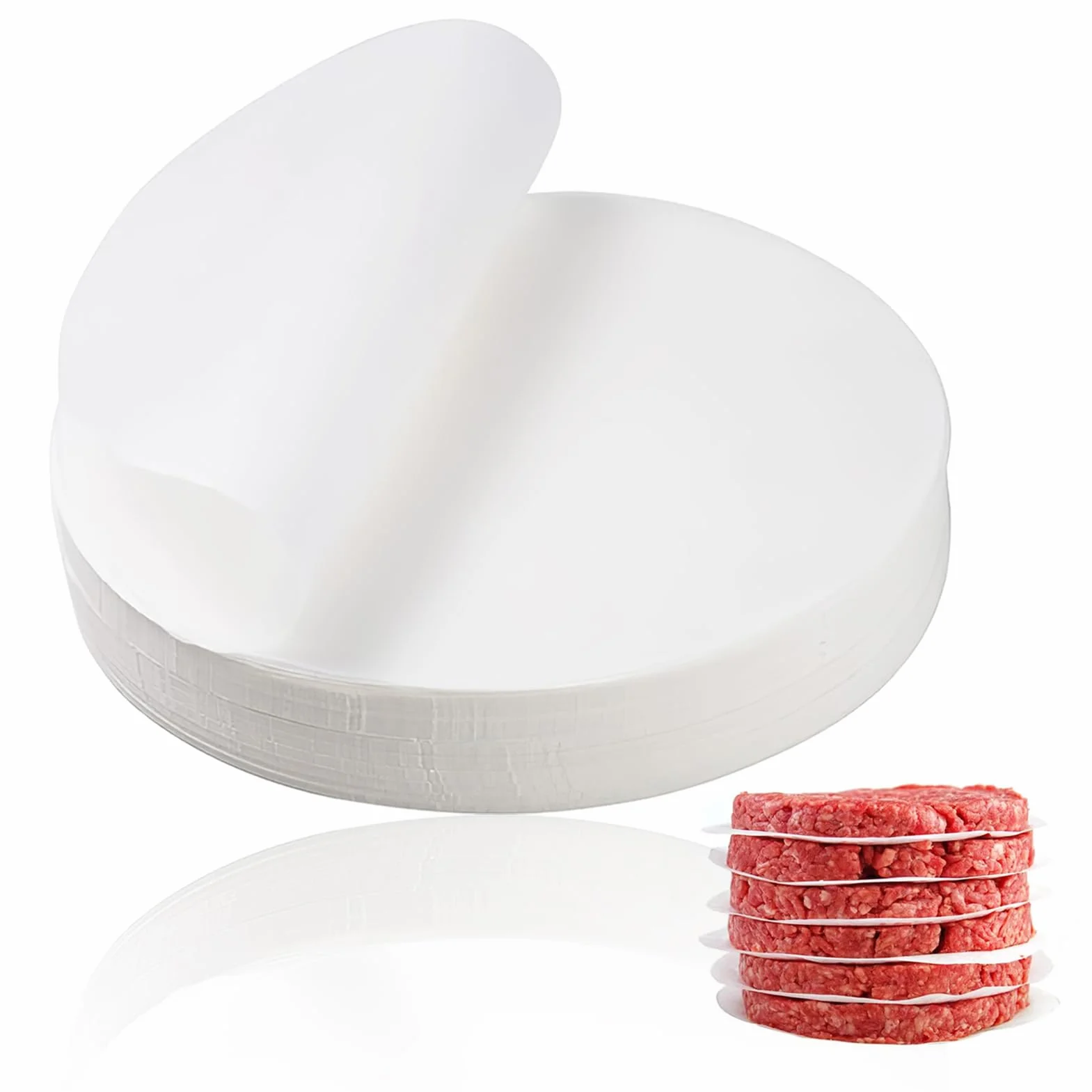 JINSIHU Papier Antiadhésif 500 Pièces 12cm Ronde Disques à Burger Papier Parchemin pour Steaks Hachés Burgers Gâteaux Barbecue