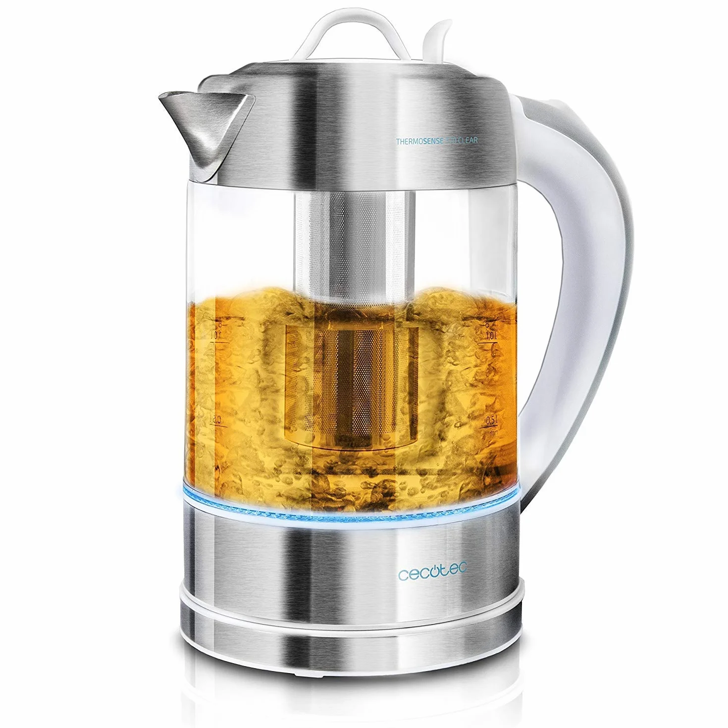 Cecotec ThermoSense 370 Clear Bouilloire Électrique 1.7 L Verre Borosilicate Sans BPA 360º 2200 W
