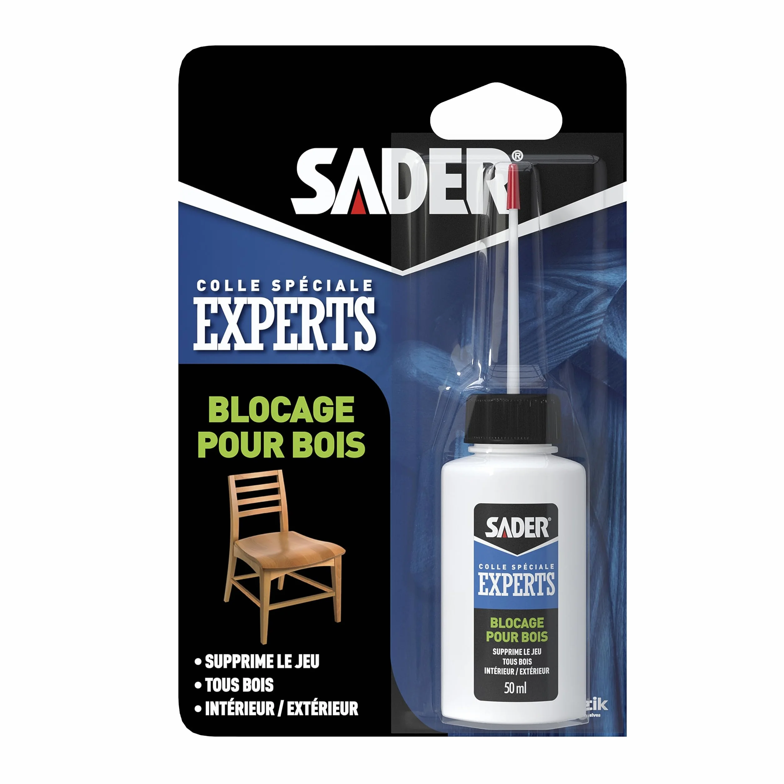 Sader Colle Bois Bloquage 50ml Blister Blanc