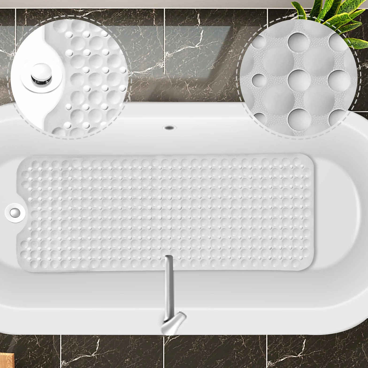 Tapis antidérapant baignoire 100 x 40 cm PVC Caoutchouc lavable en machine