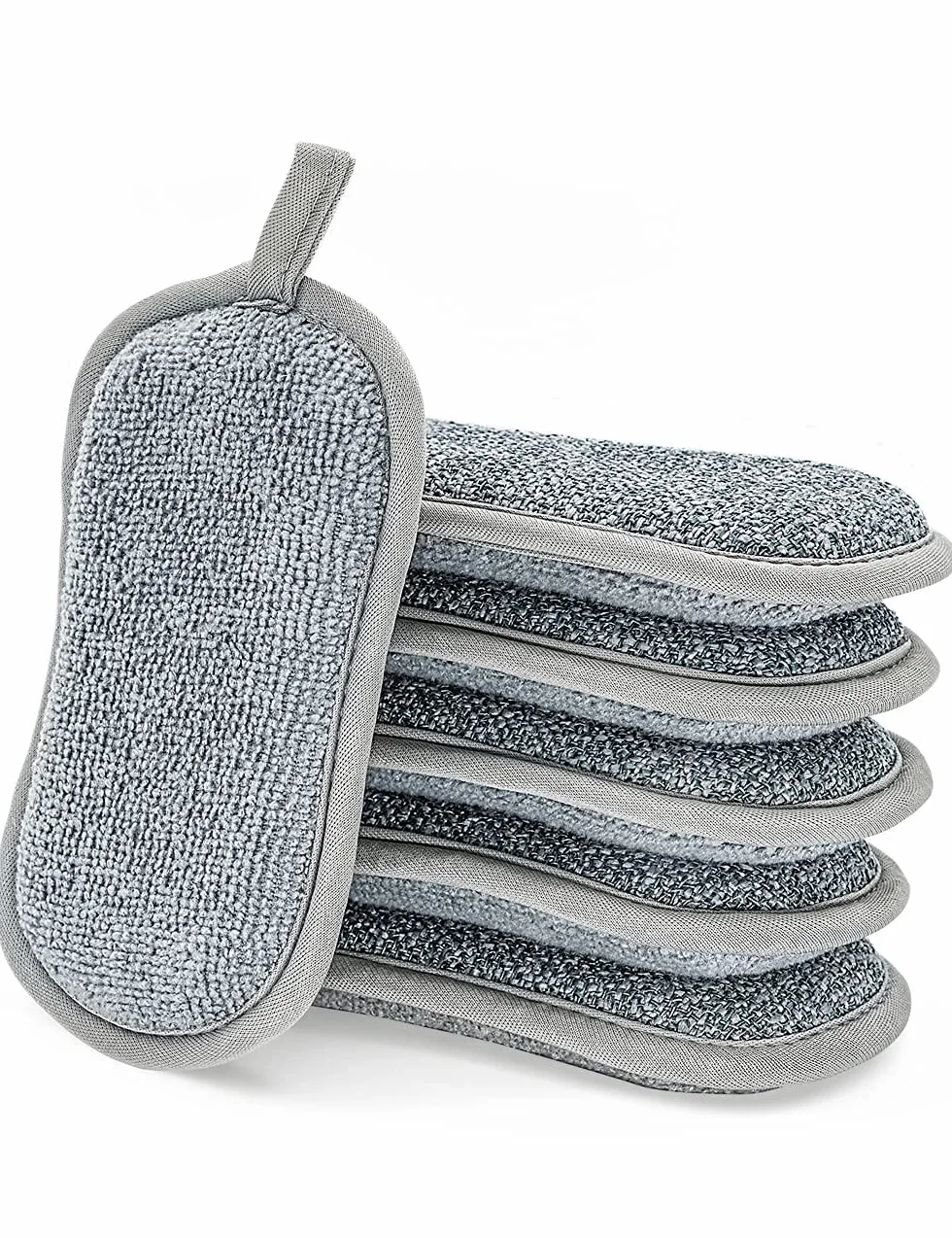 Éponge Vaisselle Lavable Microfibre 6 Tampons Grattants Double Face Antibactérienne