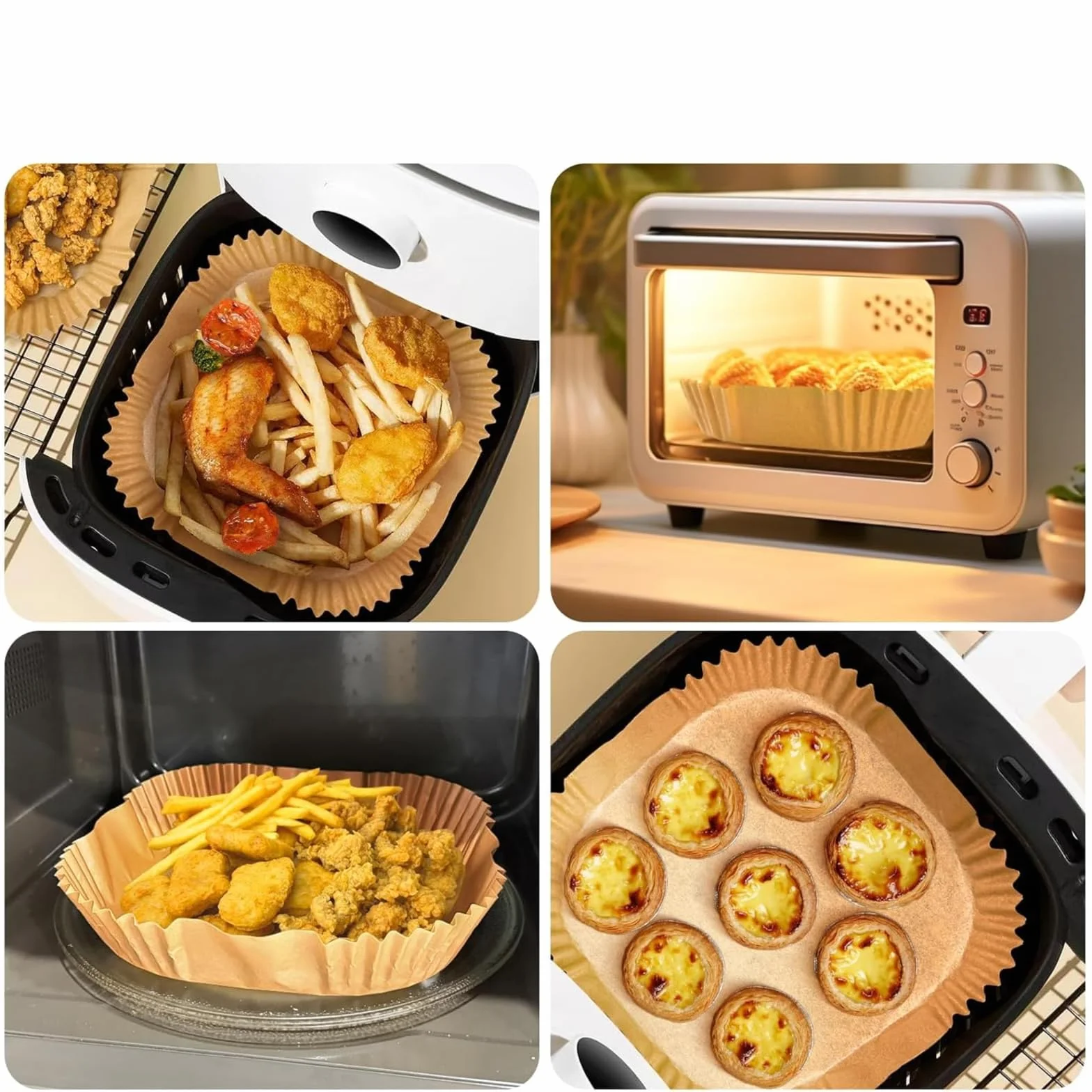 Papier Cuisson pour Air Fryer Carré Antiadhésif 16x16 cm 4-4,5 Litres