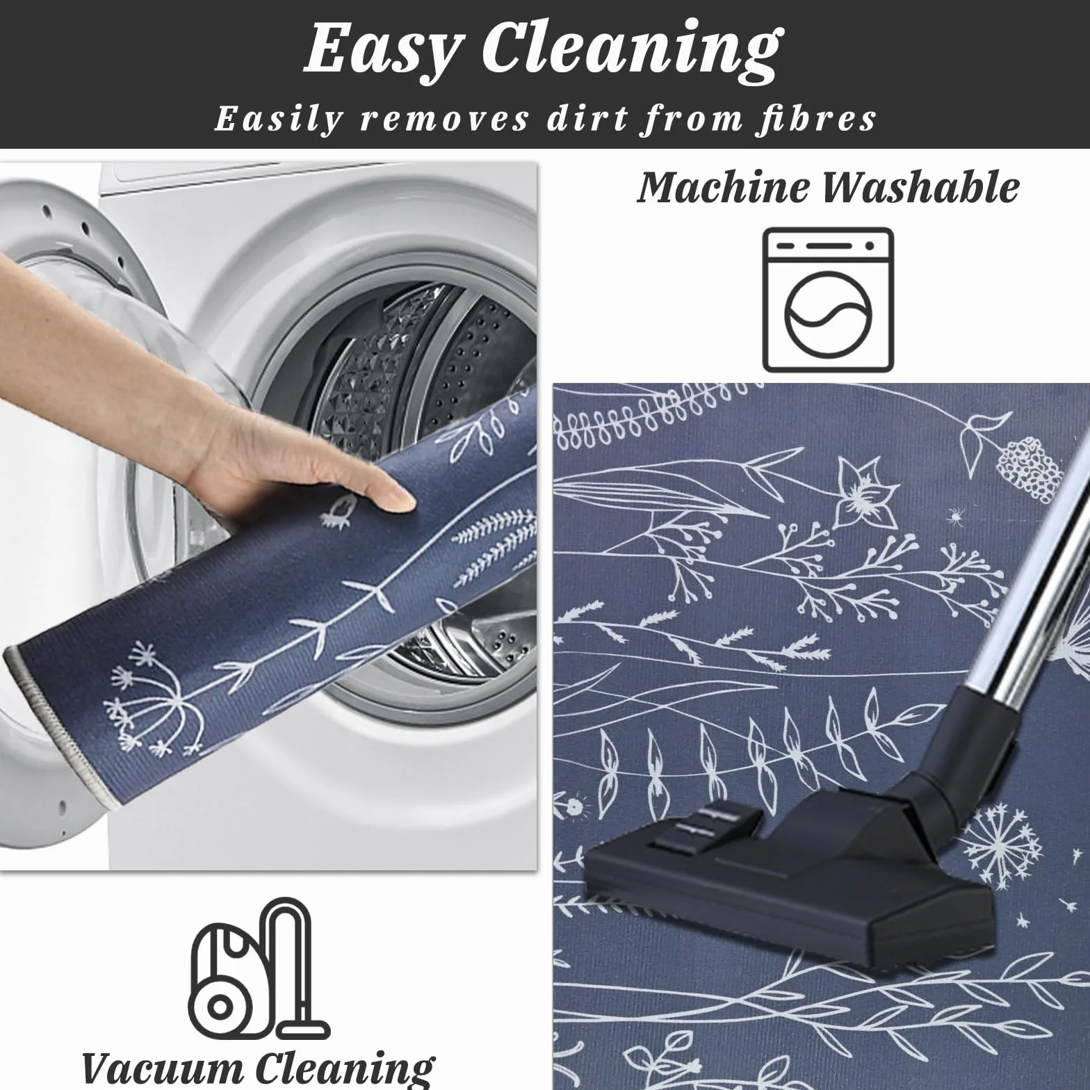 Tapis de Cuisine Lavable en Machine Antidérapant Lot de 2 40x120cm+40x60cm