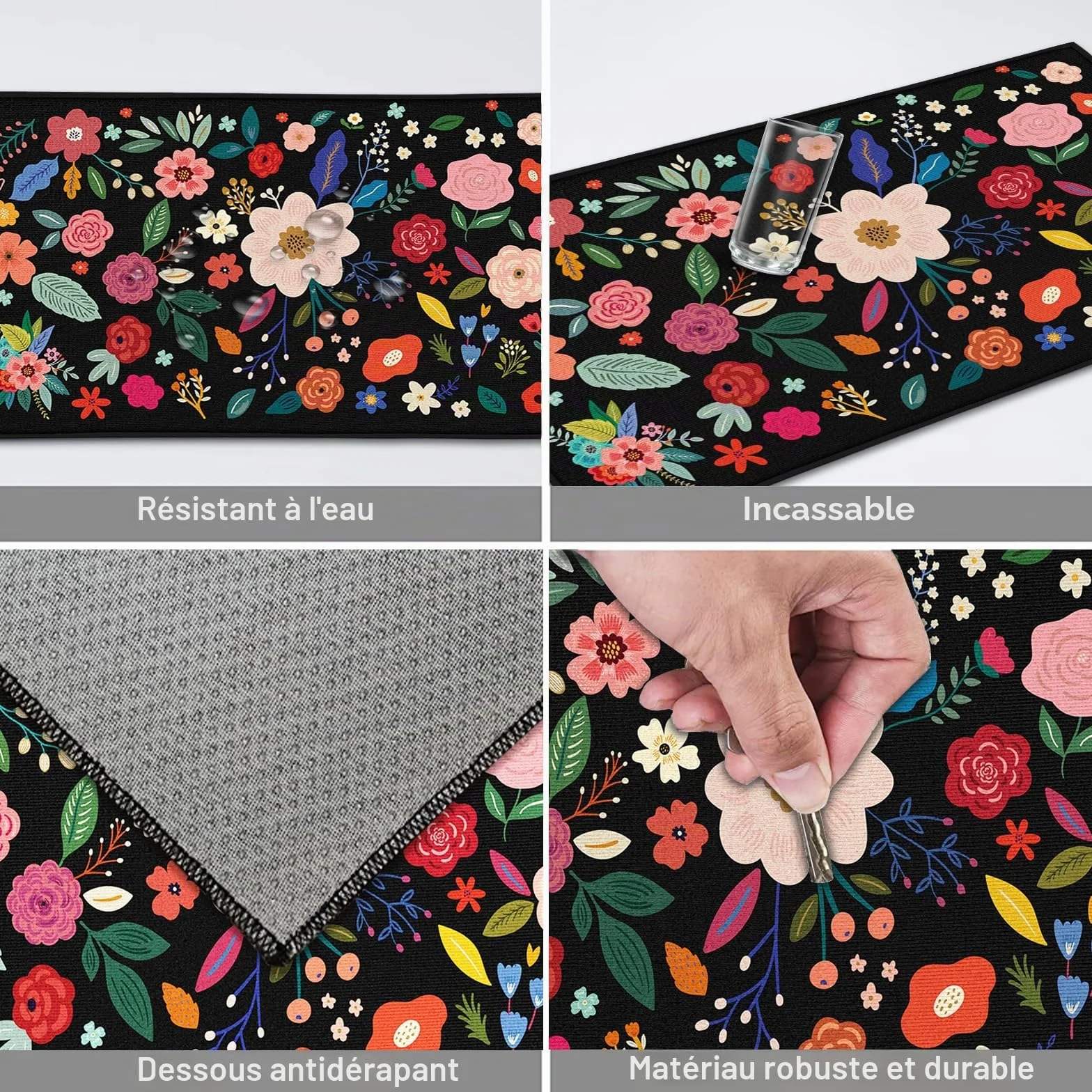 Tapis antidérapants de cuisine lavable anti-fatigue lot de 2 décoration maison