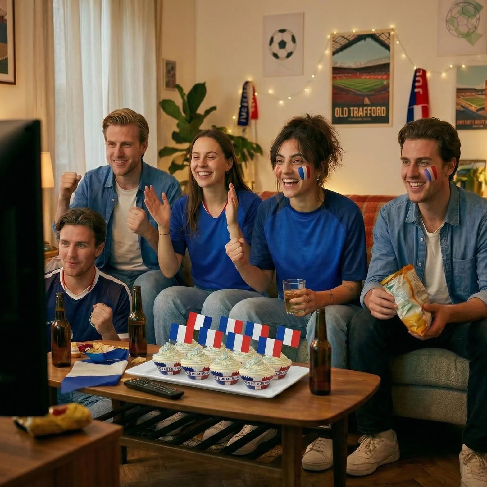 France Cupcake Cure Dents et Drapeau, Mini Cure Dents Couleurs du Drapeau, Caissettes Noirs Rouges Dorés, Idéal Coupe du Monde Fête Football