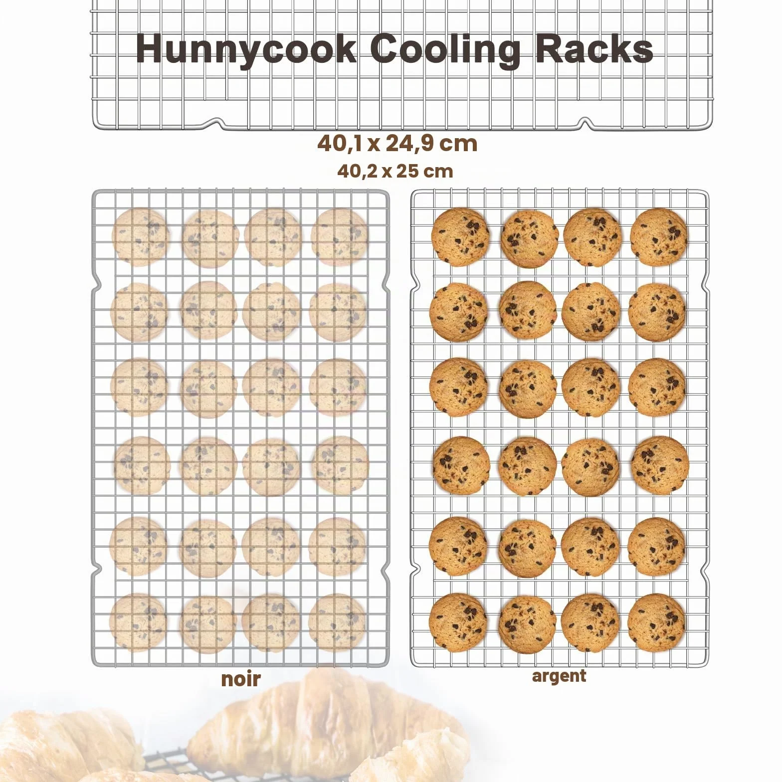 Set de 3 grilles de refroidissement en acier inoxydable 40,2 cm x 25 cm