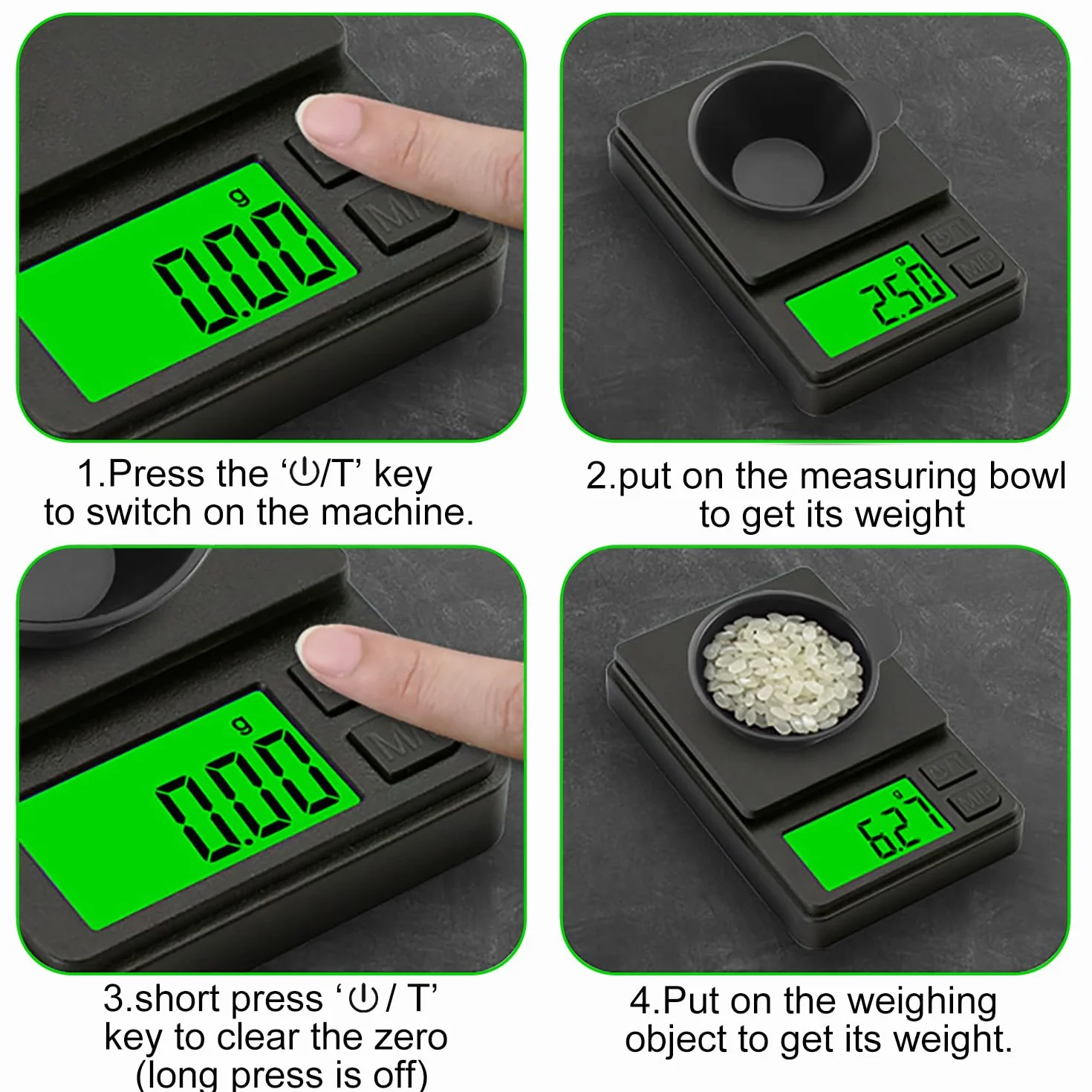 Balance de cuisine numérique portable GeekerChip 0,01 g/1000 g écran LCD