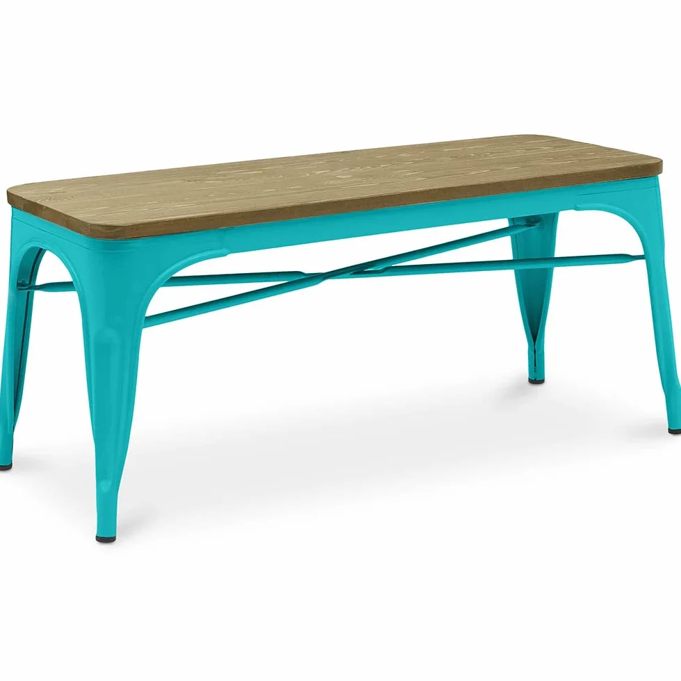 Stylix Industrial Style Banc Bois et Métal Vert Pastel