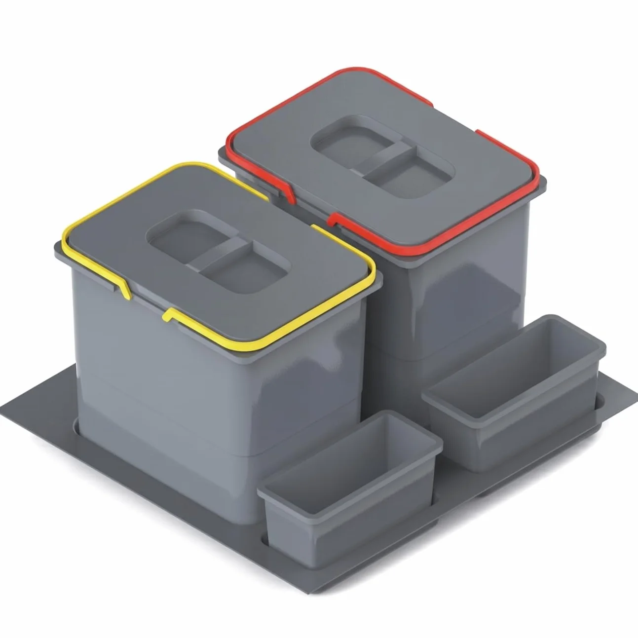 REJS Système de Tri Sélectif Cuisine 60 cm 2 Bacs 52,5x49x40 cm (2x 20L) Poubelle Encastrable Argenté