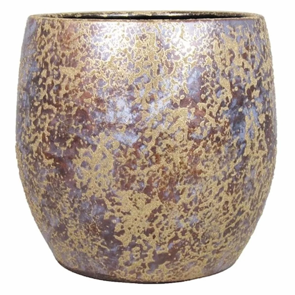 innaGLAS Pot à Plantes Vintage Mago en céramique, Aspect Balayage, doré, 17 cm, Ø 19 cm - Pot de Fleurs