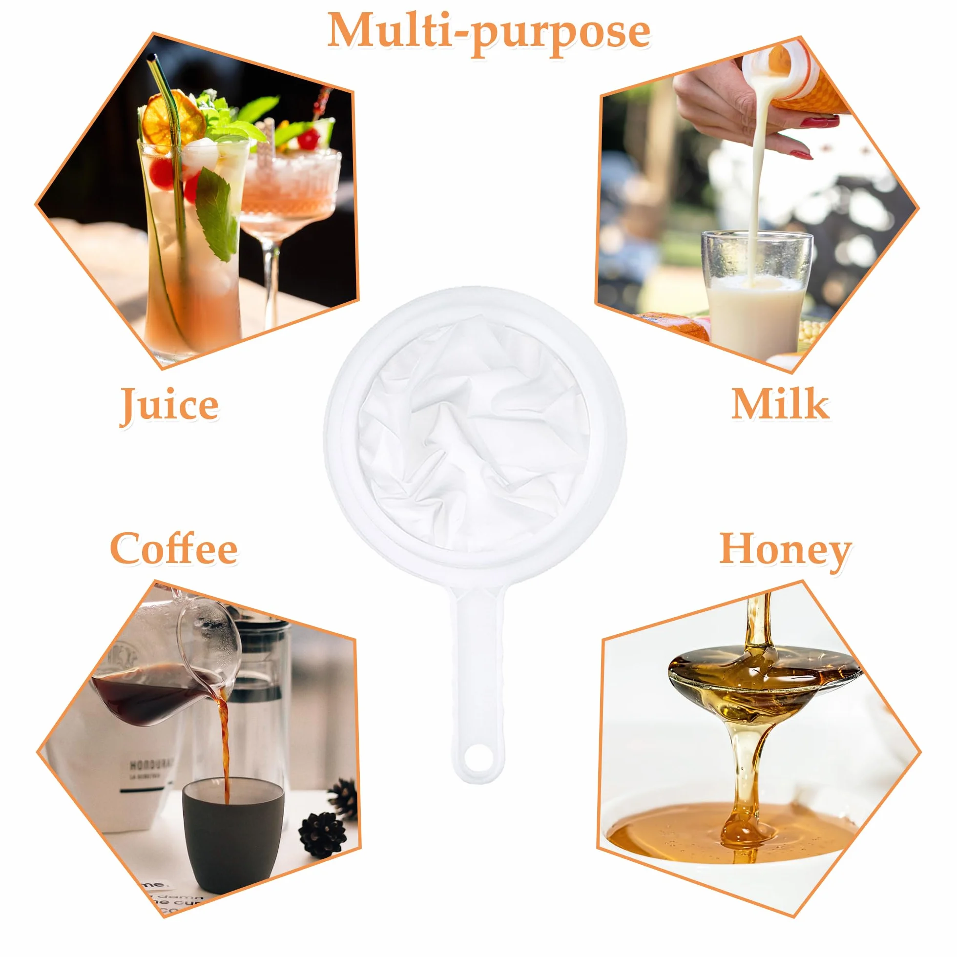 Tamis Fin Nylon 200 Mesh avec Poignée pour Cuisine Jus Lait Café