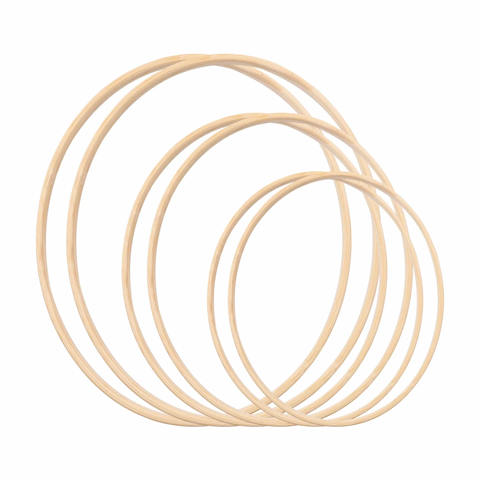 6 Pièces 3 Tailles (20/25/33 cm) Floraux Anneaux de Couronne Bambou Cerceau Bois en Macramé pour Attrape-rêves