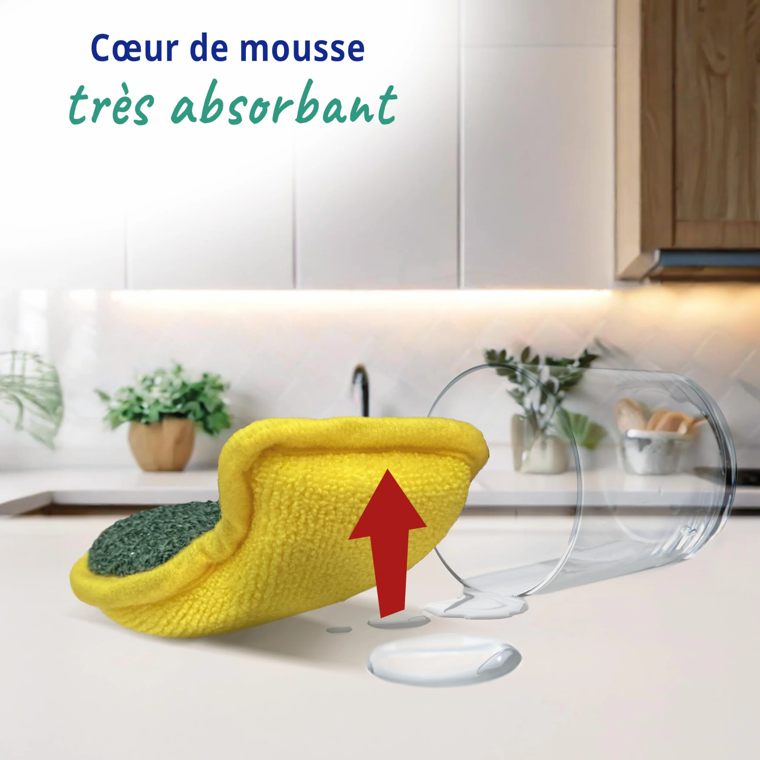 Spontex Flex & Wash Éponges réutilisables microfibre double face 4 pièces