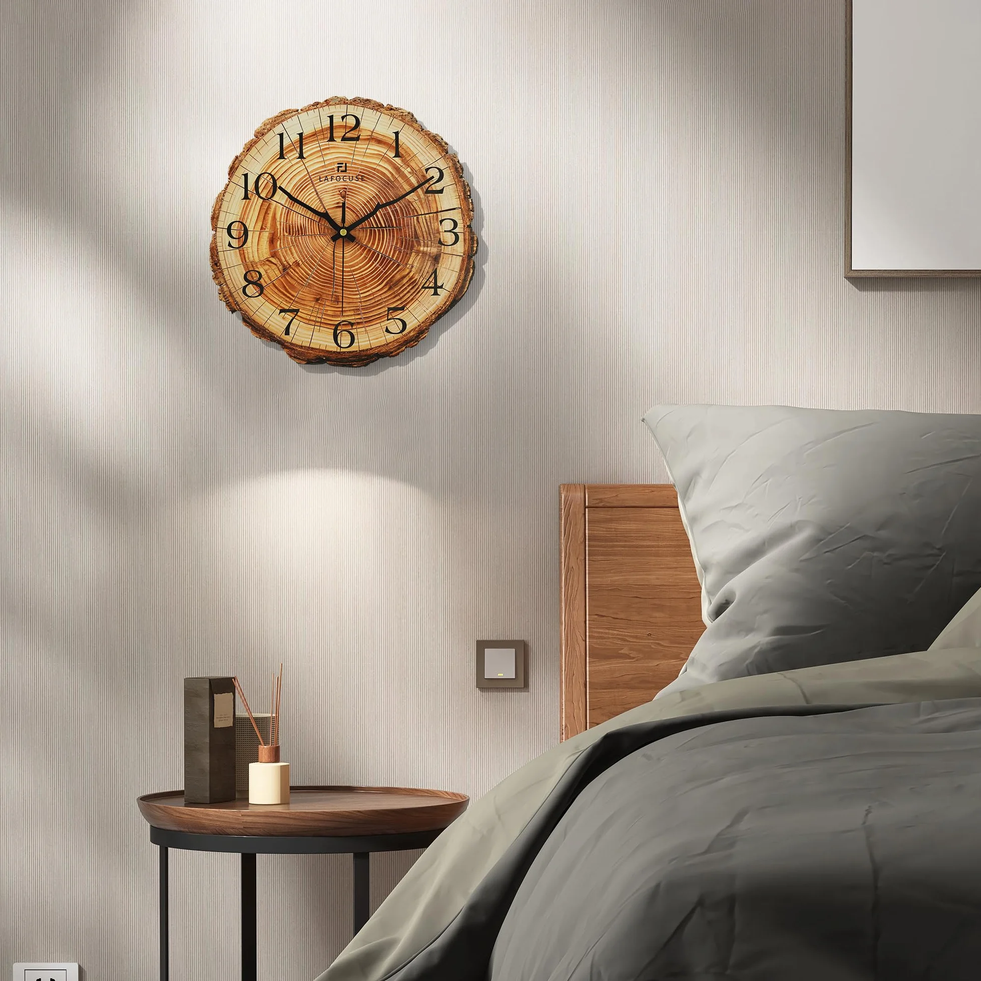 Lafocuse Horloge Murale Bois MDF 30cm Silencieuse Rustique Marron Vintage Retro Pendule Murale Deco