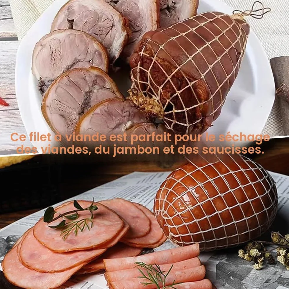 Rouleaux de filet à viande en coton 1m x 9cm, filet de cuisson élastique pour rôtir et conserver viandes
