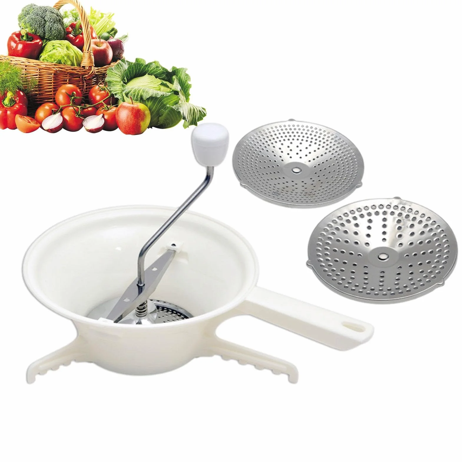 Broyeur de tomates pour sauce, presse-tomates manuel en acier inoxydable, moulin à légumes avec 3 disques interchangeables